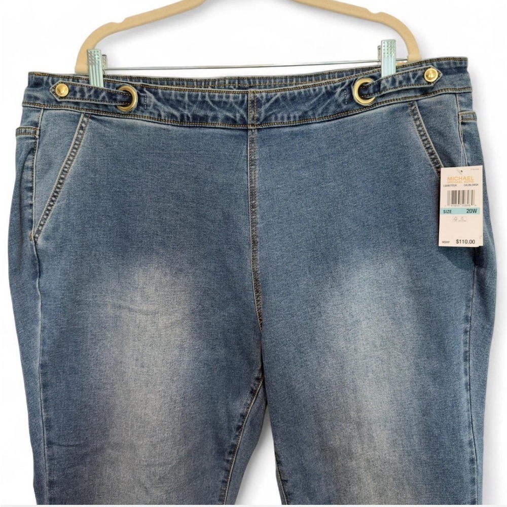 Michael Kors High-Rise Flare Jeans Selma Crop in Cali Blue Denim, Plus Size 20W - Picture 2 of 12